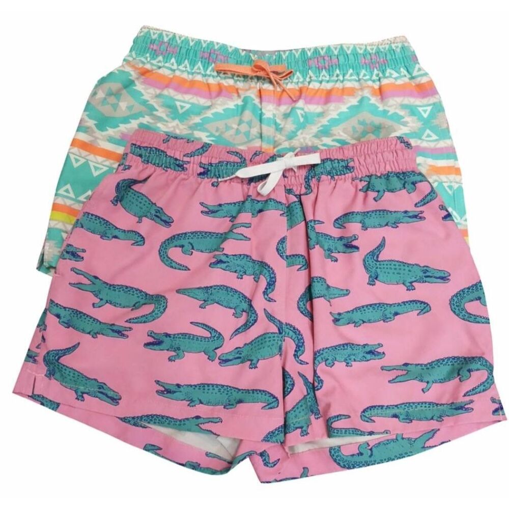Chubbies mens small pink green alligator beach trunks shorts lot of two